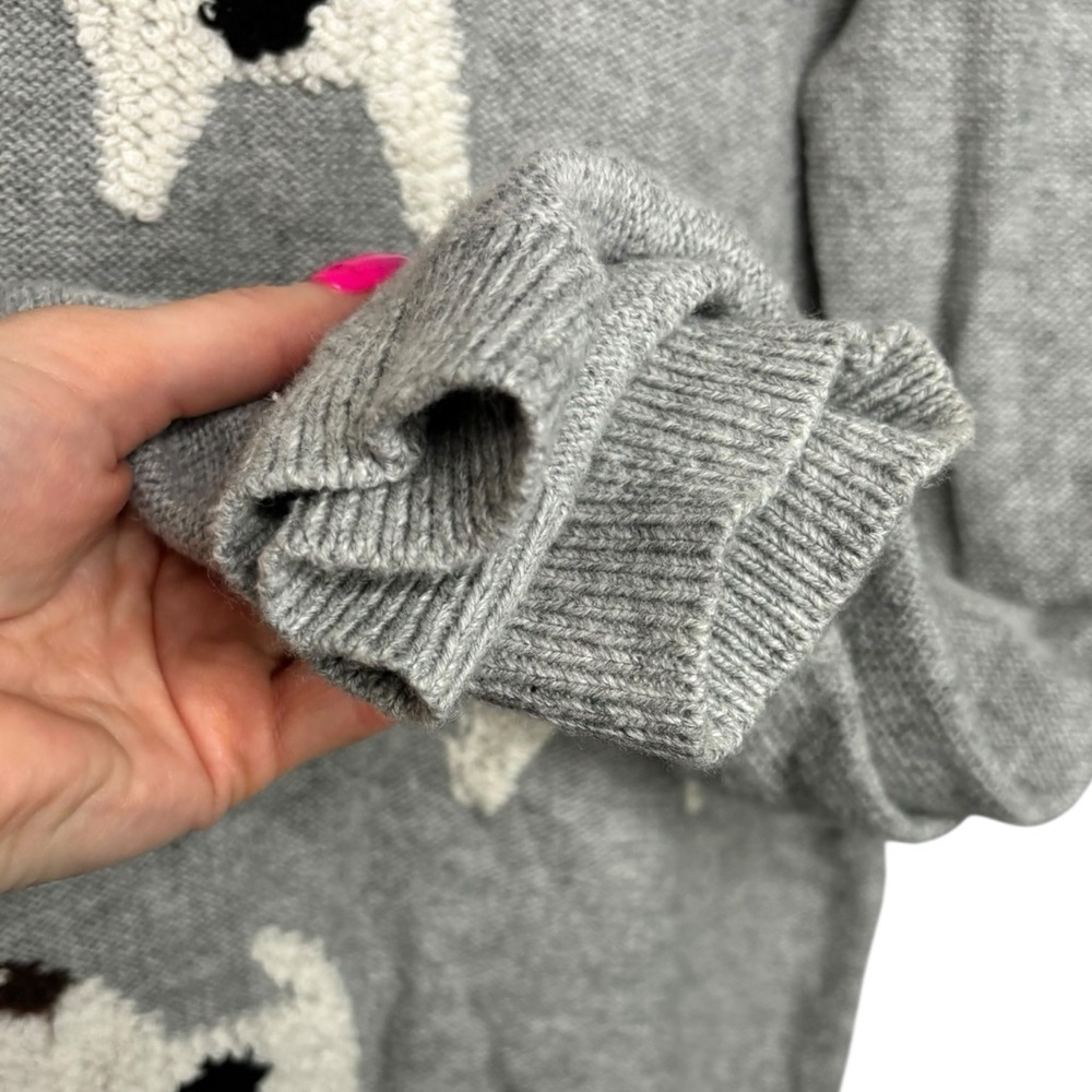 LOFT Women’s Dog Terrier Knit Turtleneck Sweater Gray Size Large Cotton Wool - Picture 4 of 11